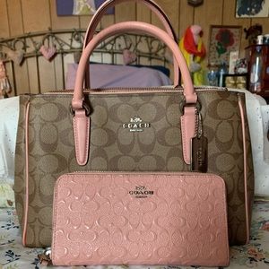 Coach Surrey Carryall Handbag and Pink Wallet